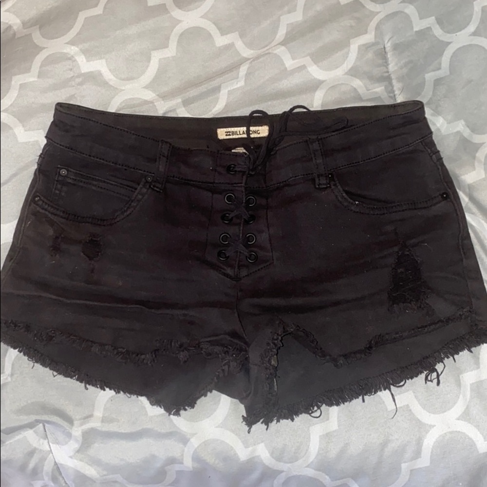 Billabong low rise stretch black denim shorts